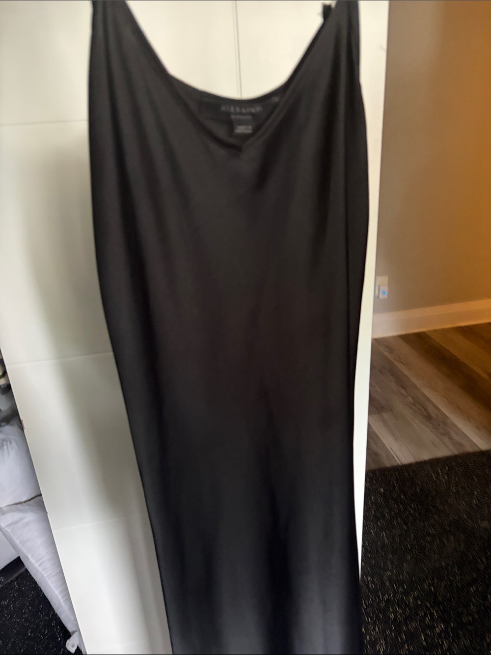 AllSaints Black Maxi Slip Skirt